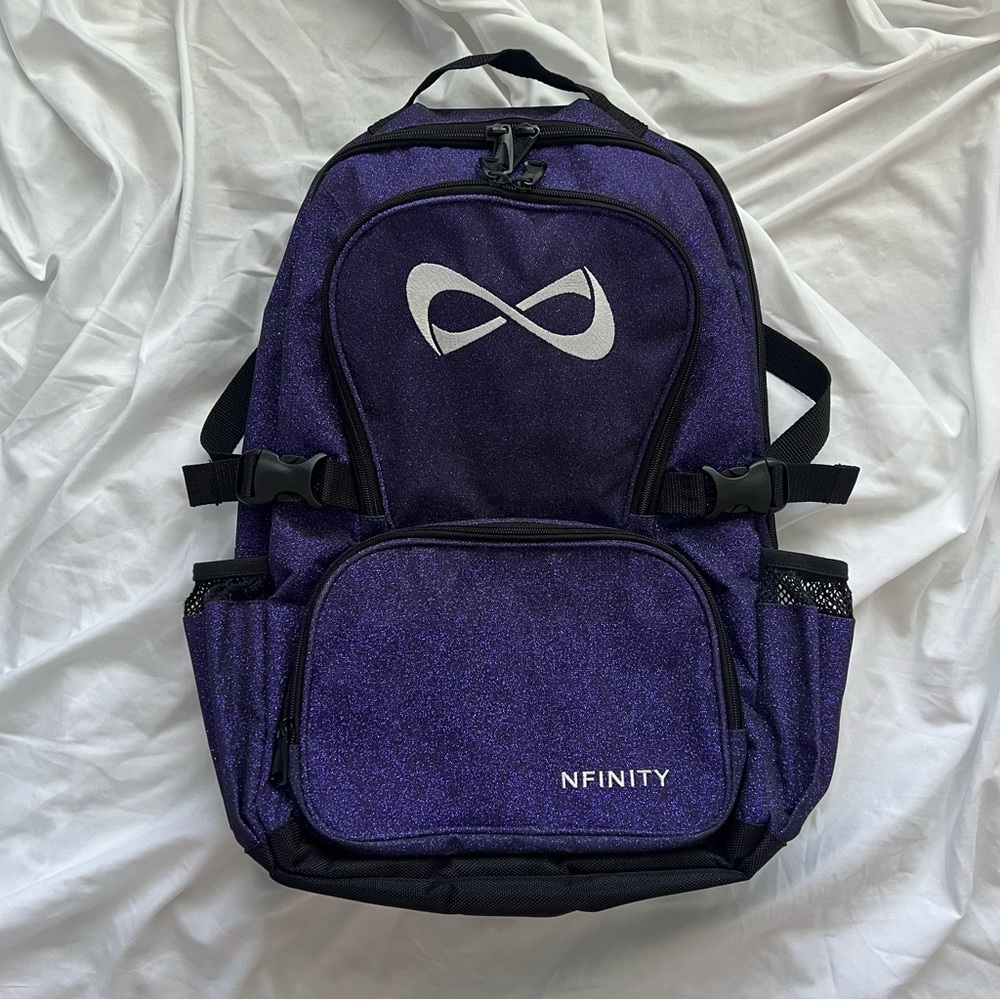 NFINITY Purple Glitter Backpack Athletic Design Cheer & Dance Bag